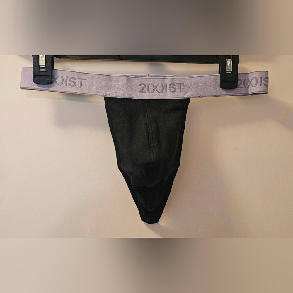 2xist NWT Essential Cotton Men's Classic Black Thongs - 3 Pack - Size Medium